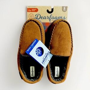Dearfoams Mens Memory Foam Slippers Brown Moccasin Size Small 7-8 New With Tags